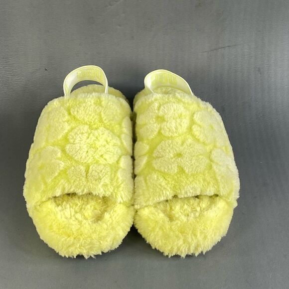 UGG Womens Fluff Yeah Slide Poppy Sandals Pollen Green Size 6 - Picture 2 of 7